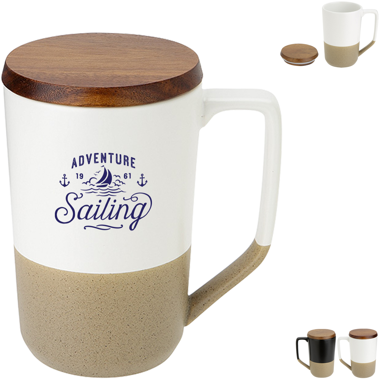 Product Photo 1 Bellaria Ceramic Mug w/ Wood Lid, 15oz.
