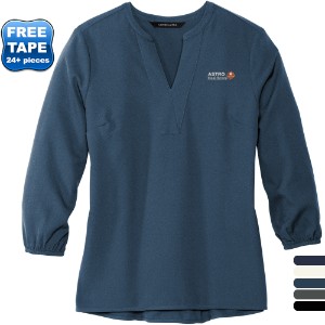 MERCER+METTLE™ Stretch Crepe 3/4 Sleeve Ladies' Blouse - WJ6569