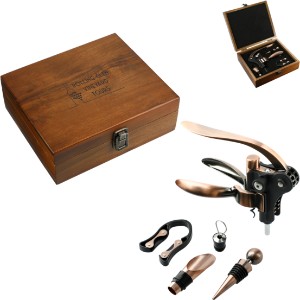 Graze Wood and Metal Wine Set - LD2352