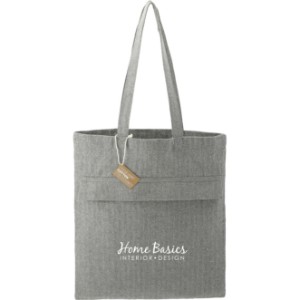 Recycled Cotton Herringbone Zip Pocket Tote - LD2342