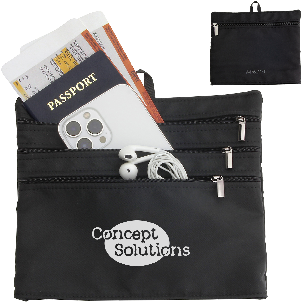 Product Photo 1 AeroLOFT™ Jet Black Polyester 4-Pocket Zip Organizer