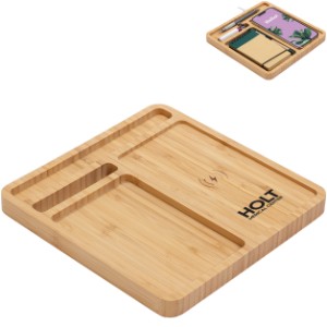 Bamboo Desk Organizer w/ 5W Wireless Charger - AR9935