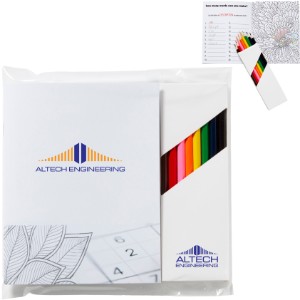 Deluxe Adult Activity Journal Book & 8 Piece Colored Pencil Set - JN1181