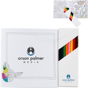 Deluxe Flowers Adult Coloring Book & 8 Piece Colored Pencil Set - JN1182