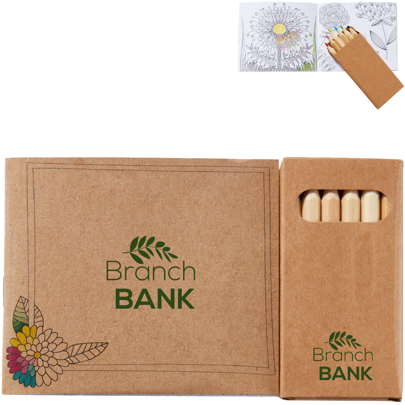 Product Photo 1 Flowers Adult Coloring Book & 6 Color Pencil Set