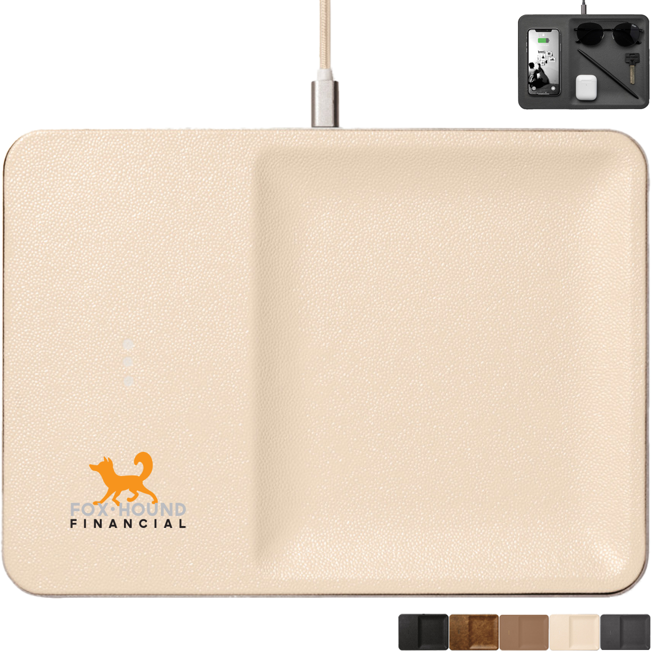 Product Photo 1 Courant® Classics Catch 3 Italian Leather Wireless Charger & Accessory Tray