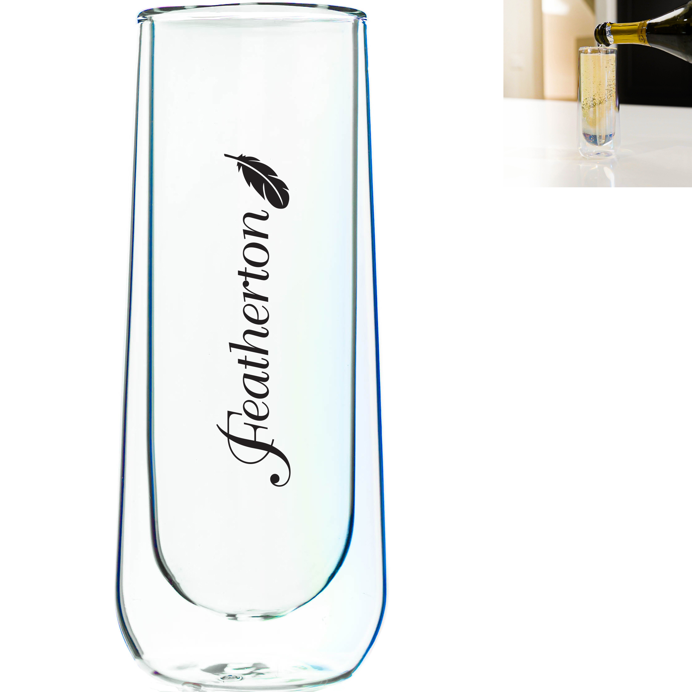 Product Photo 1 Asobu® Double Wall Stemless Glass Flute, 7.5oz.