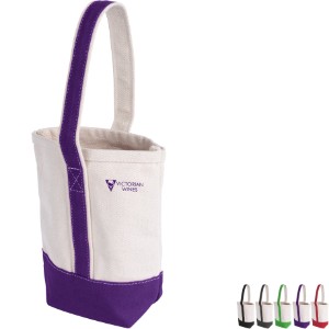 Deux Wine Bottle Cotton Canvas Tote Bag - HT9565