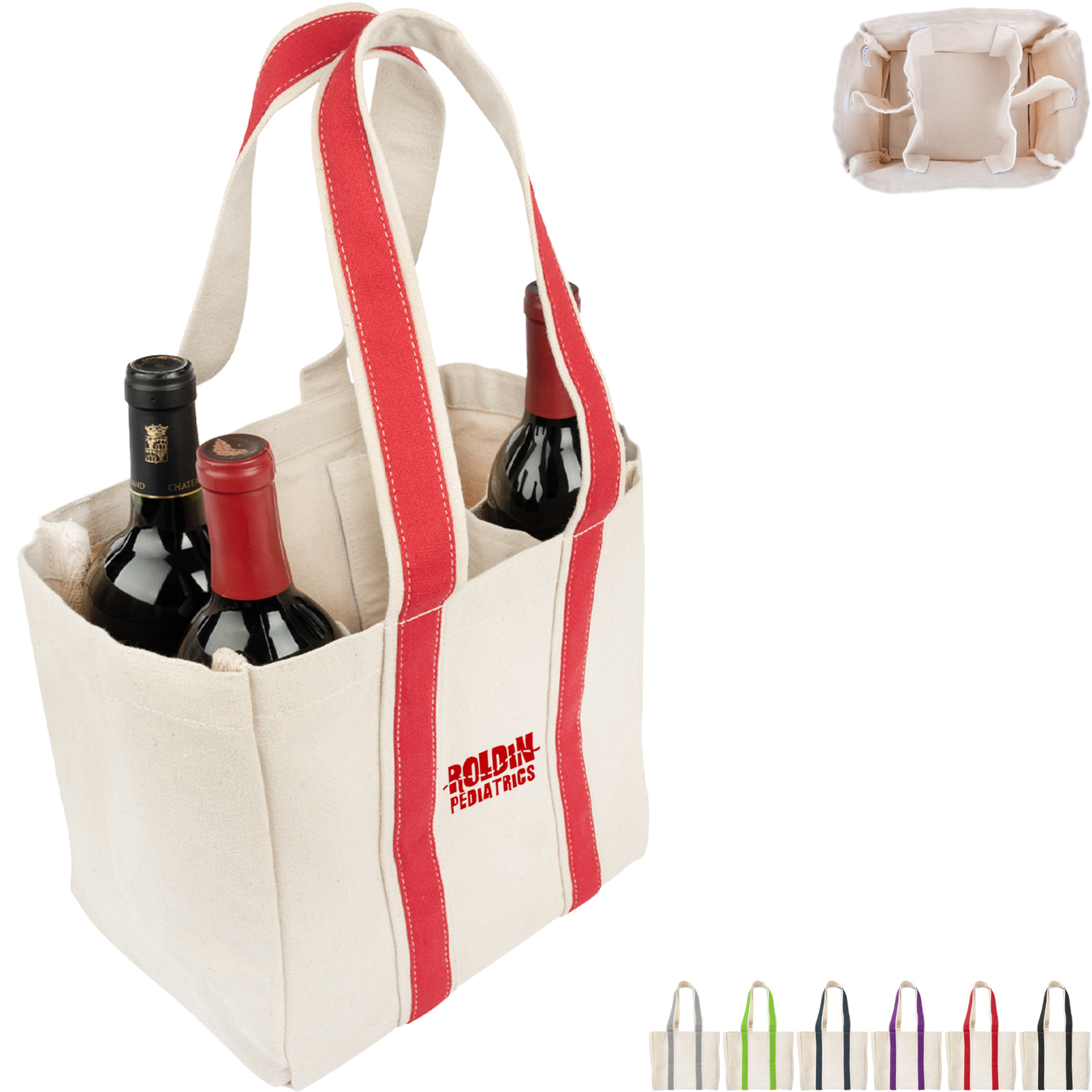 Product Photo 1 Quatre Wine Bottle Cotton Canvas Tote Bag