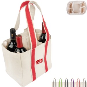 Quatre Wine Bottle Cotton Canvas Tote Bag - HT9584