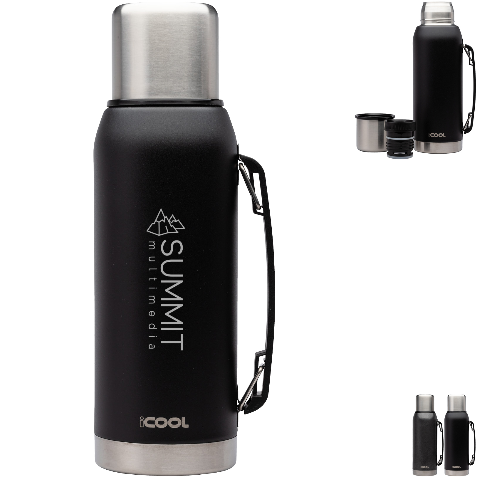 Product Photo 1 iCOOL® Silverton Double Wall Vacuum Insulated Stainless Steel Water Bottle, 34oz.
