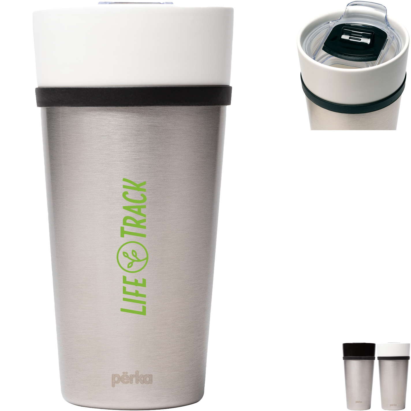 Product Photo 1 Perka® Linden Double Wall Ceramic & Stainless Steel Tumbler, 14oz.