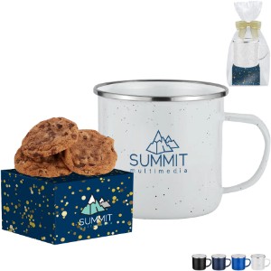 Gourmet Chocolate Chunk Cookie Box & Speckled Camping Mug Gift Set - PV1045