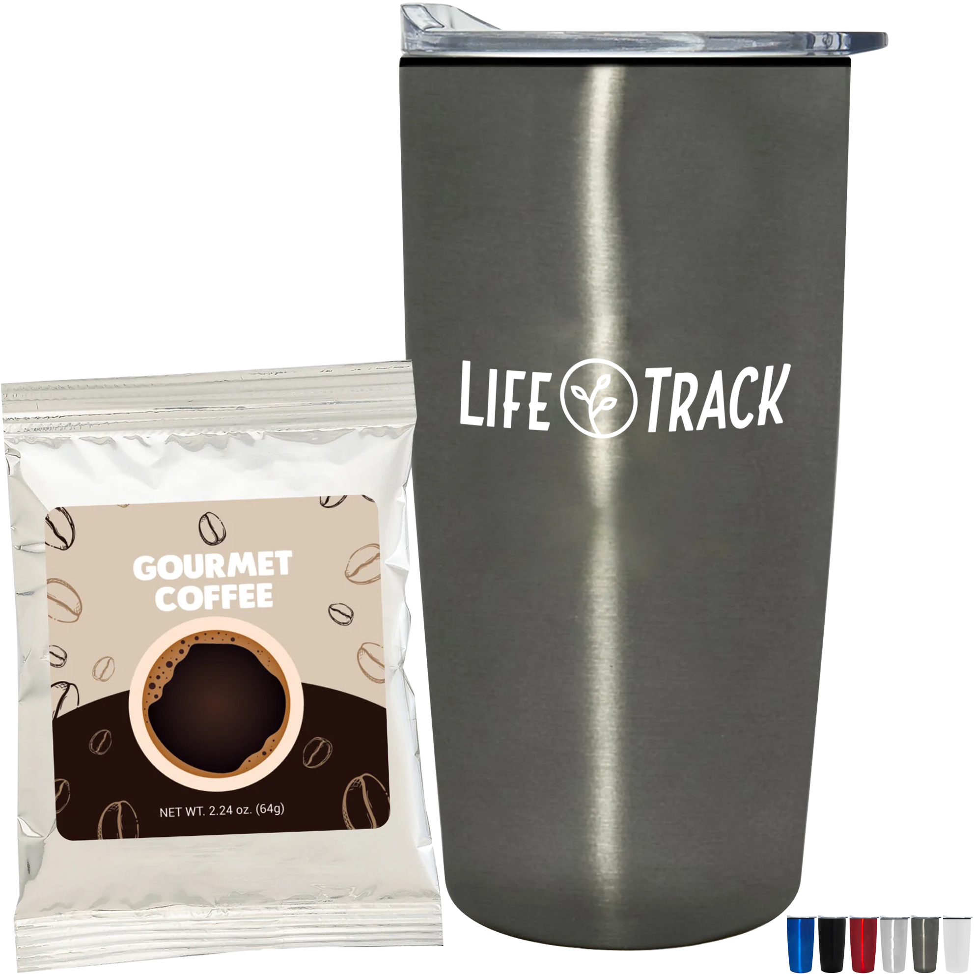 Product Photo 1 Gourmet Coffee Packet & Straight Tumbler w/ Plastic Liner Gift Set