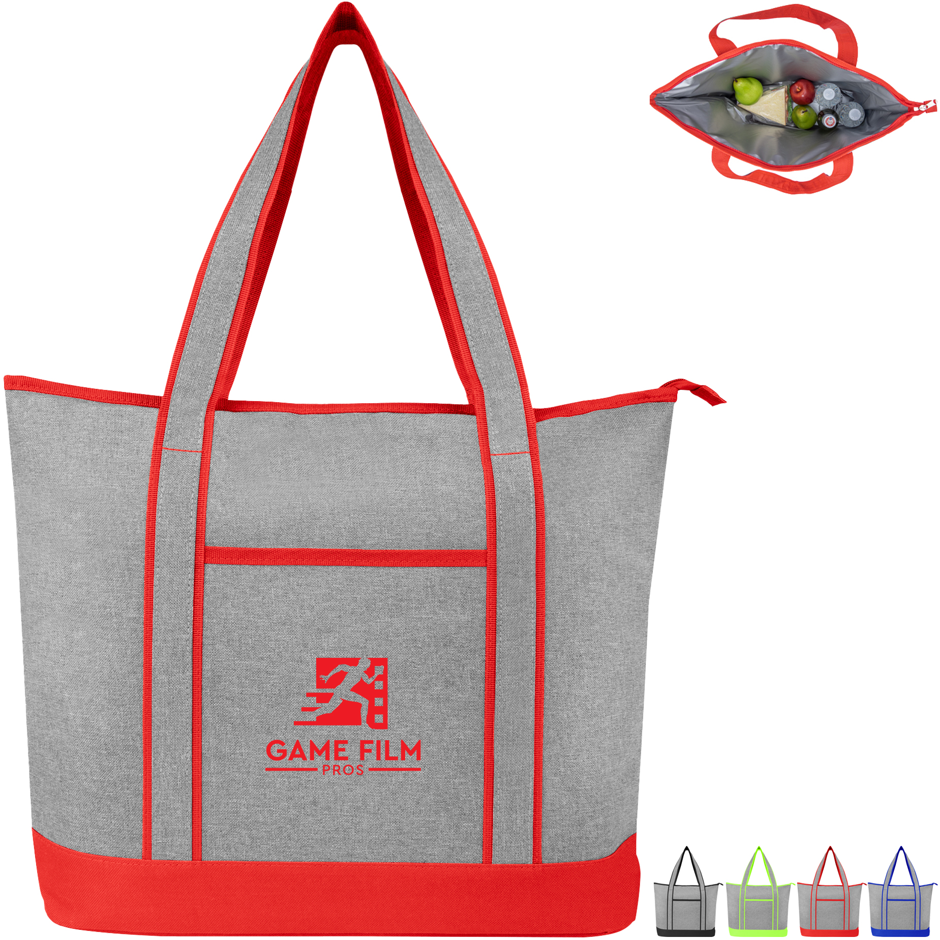 Product Photo 1 Harborside Heathered Polyester Cooler Tote Bag - CLOSEOUT!
