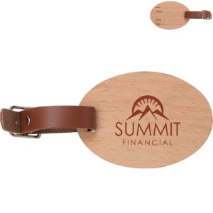 Oval Wood Luggage Tag - IL7690