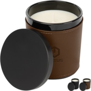 Vanilla Scented Candle w/ Leatherette Sleeve - HT9691