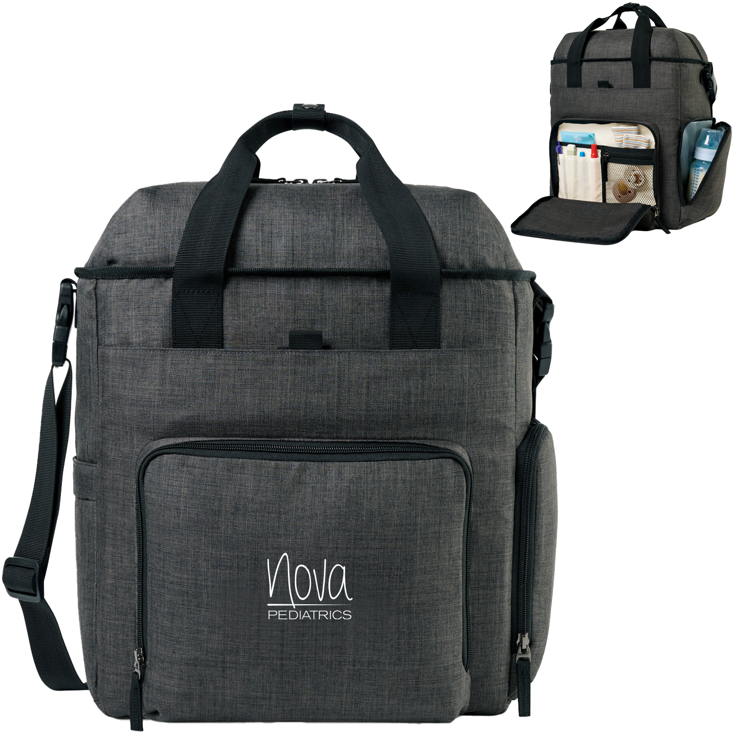 Product Photo 1 Reagan Heather Poly Diaper Bag Carryall Tote