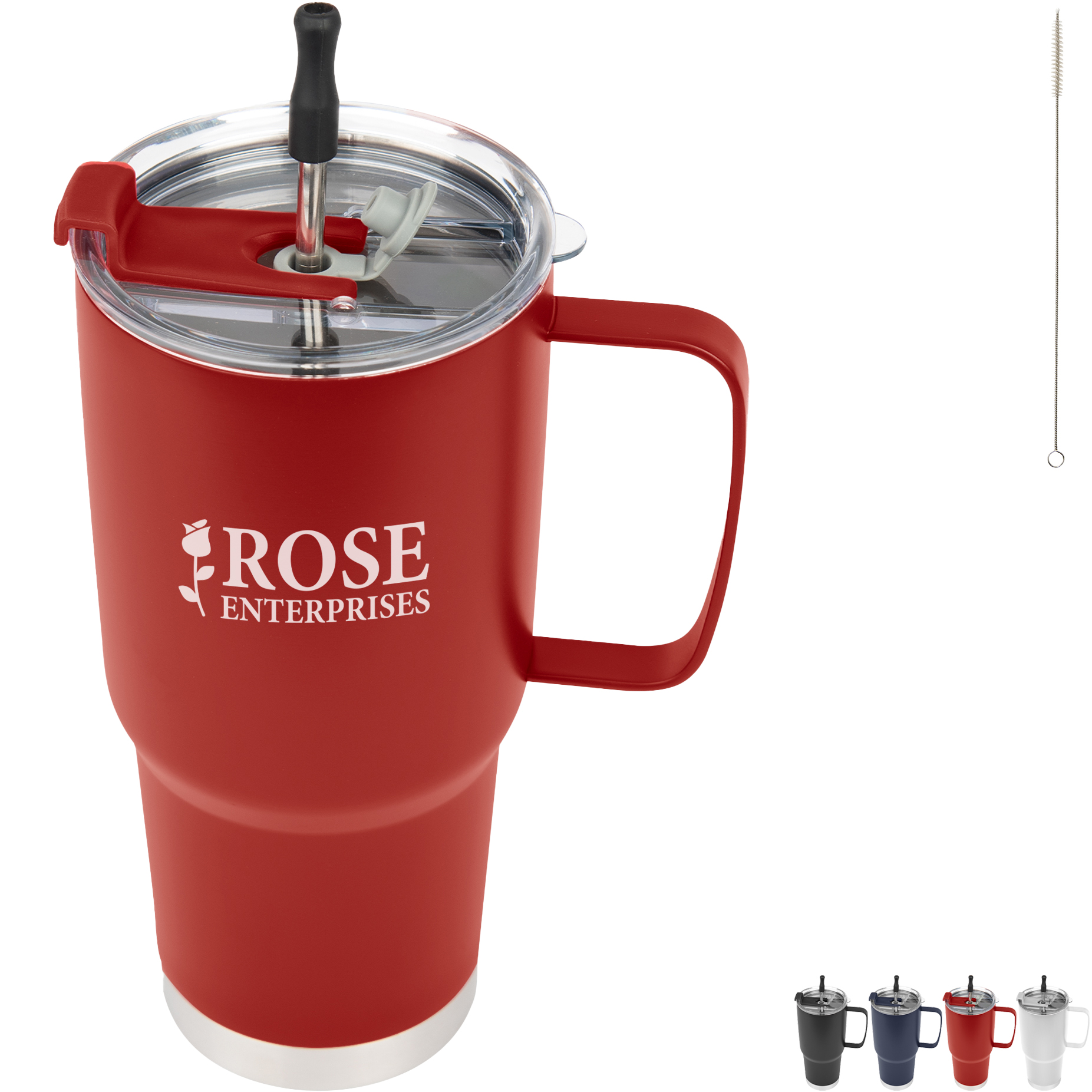 Product Photo 1 Lisbon Double Wall Stainless Steel Vacuum Insulated Tumbler w/ Straw & Cleaning Brush, 30oz.