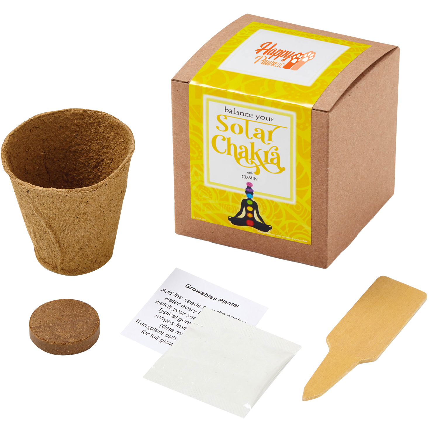 Product Photo 1 Solar Chakra Growables Planter in Kraft Gift Box w/ Label