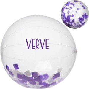 Purple and White Confetti Filled Beach Ball, 16" - JN1091
