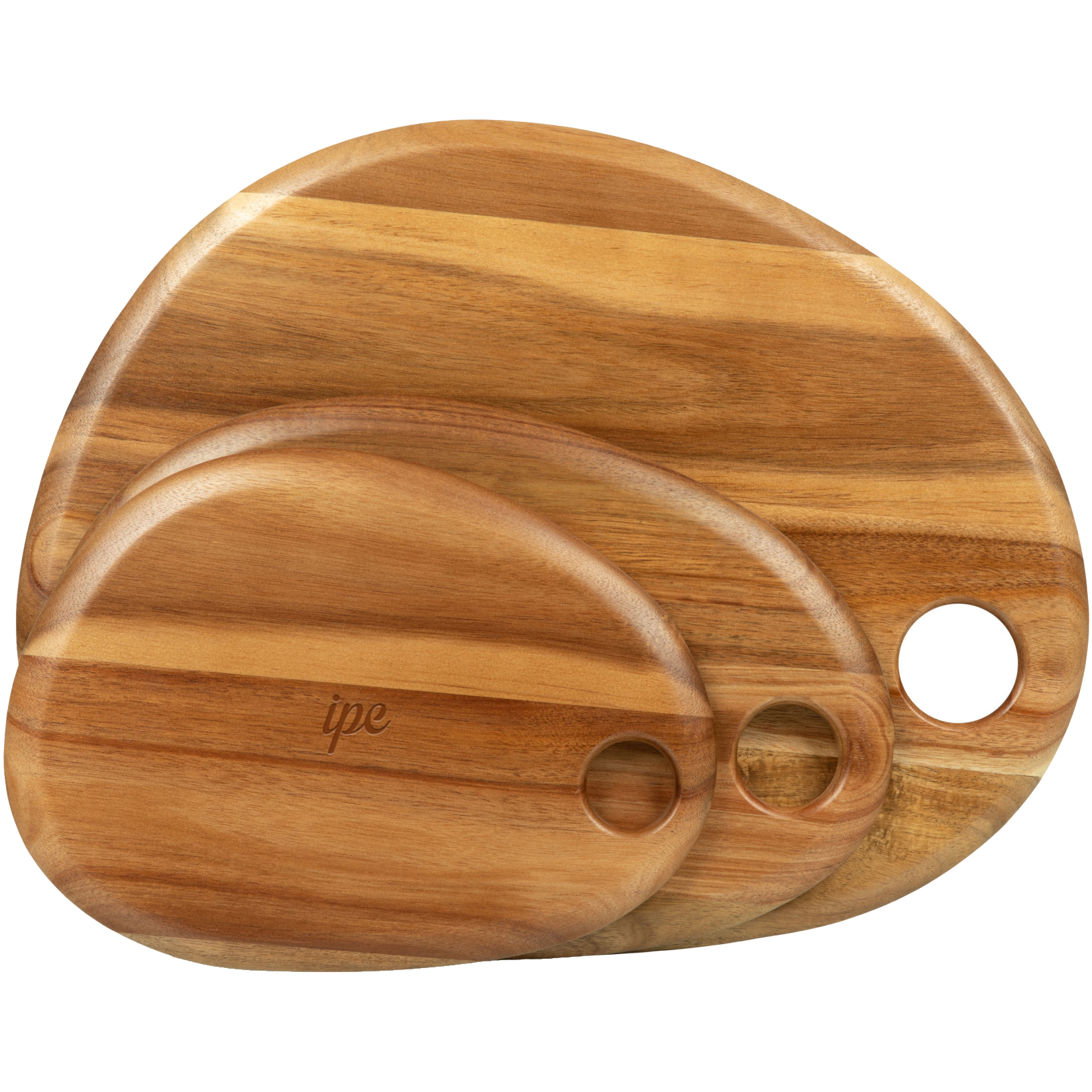 Product Photo 1 Set of 3 Pebble Shaped Acacia Wood Serving Boards