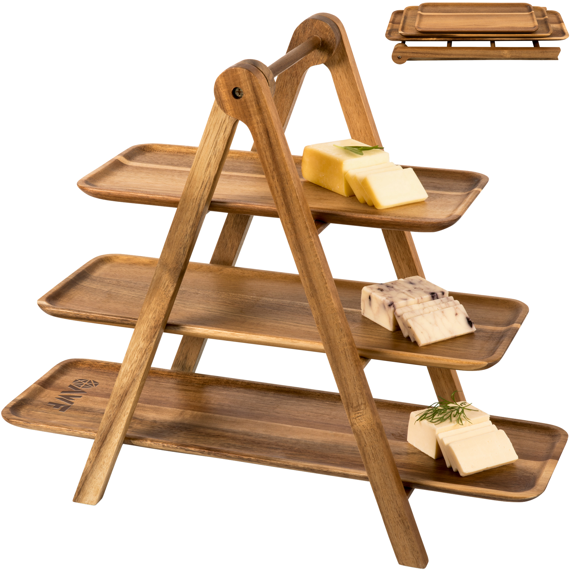 Product Photo 1 Three-Tiered Acacia Wood Serving Ladder Station