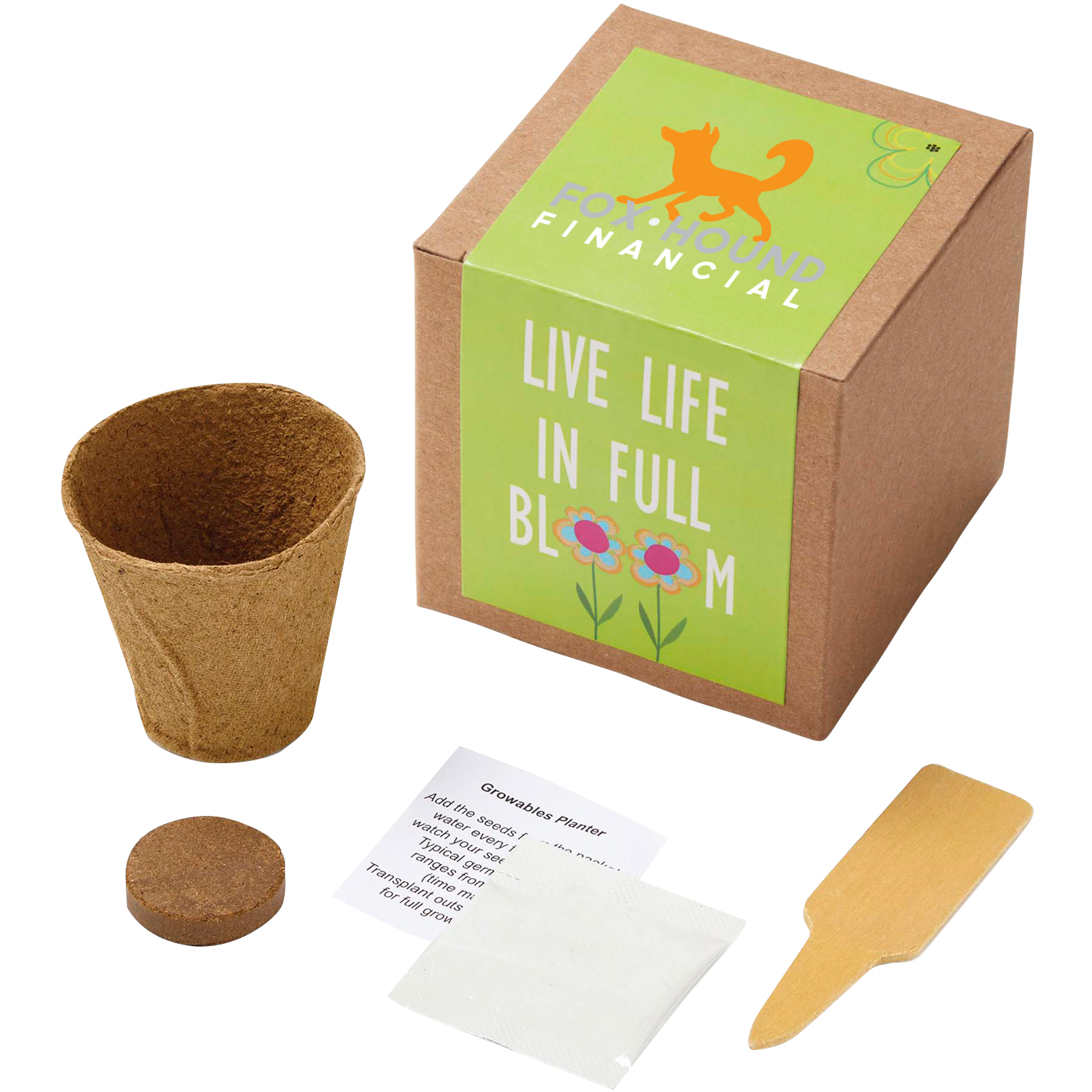 Product Photo 1 Inspirational Live Life in Full Bloom Planter in Kraft Gift Box w/ Label
