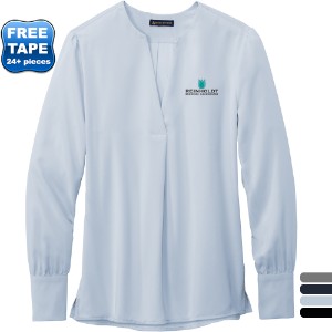 Brooks Brothers® Open-Neck Polyester Satin Ladies' Blouse - WJ6681