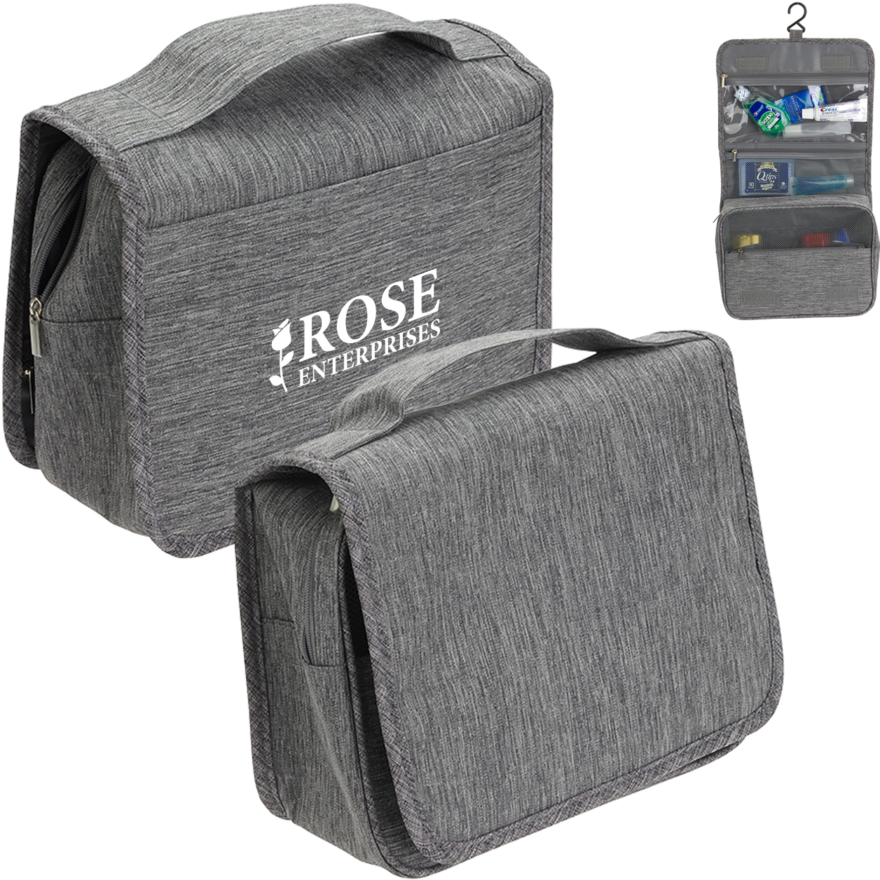 Product Photo 1 Carry-All Heathered Polyester Toiletry Bag