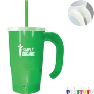 Stackable Plastic Beer Stein w/ Straw & Lid, 20oz. - AK8402