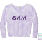 Photo 7 Port & Company® Beach Wash® Cotton/Poly Fleece Cloud Tie-Dye V-Neck Ladies' Sweatshirt