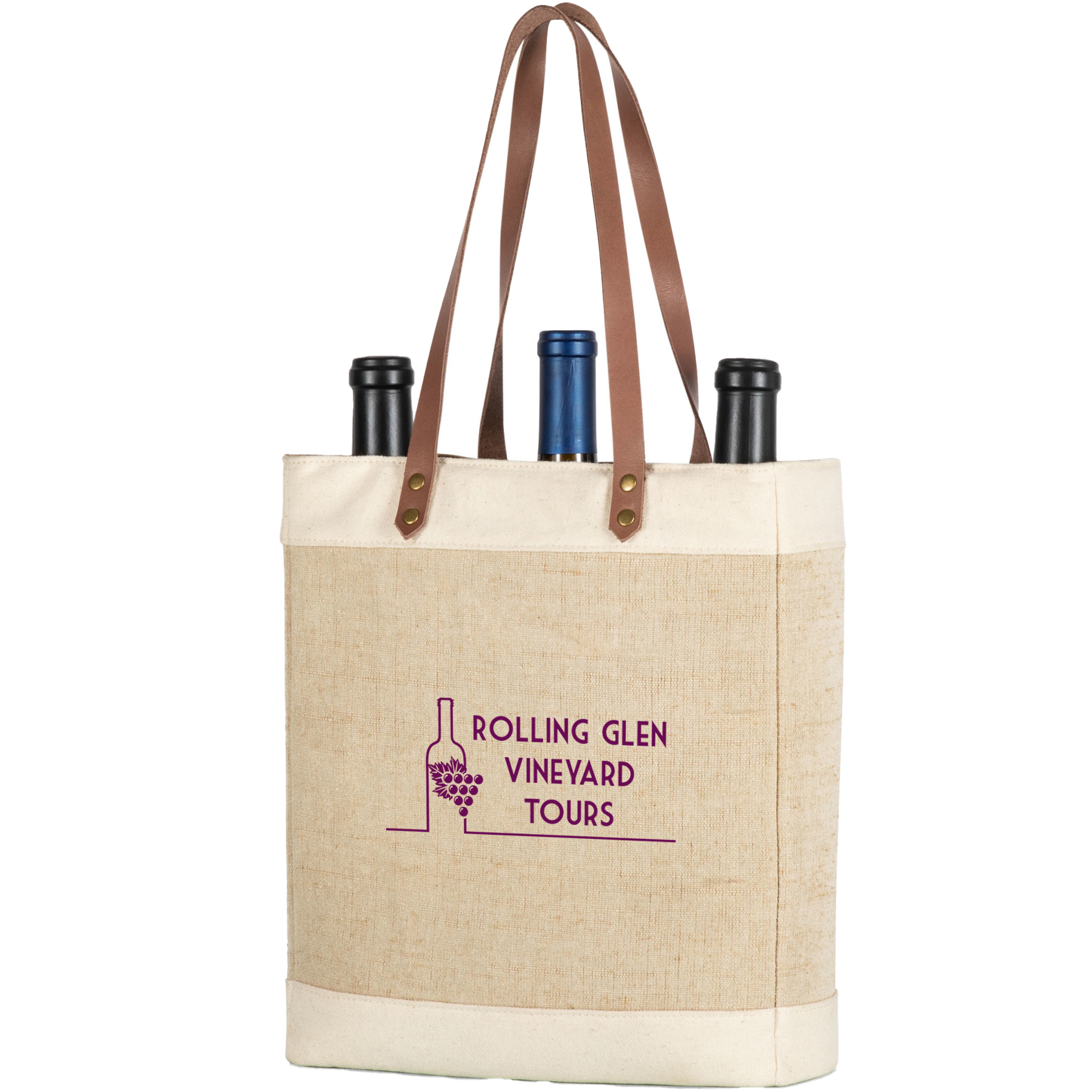 Product Photo 1 Pinot Jute Three Bottle Insulated Wine Bag