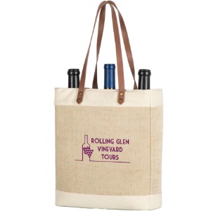 Pinot Jute Three Bottle Insulated Wine Bag - PK2318