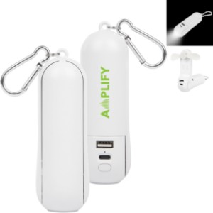 Rechargeable Power Bank w/ Fan & Flashlight, 1800mAh - HT9916