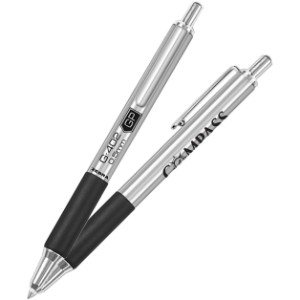 Zebra® Stainless Steel Retractable Ballpoint Pen w/ Rubber Grip - LK1210