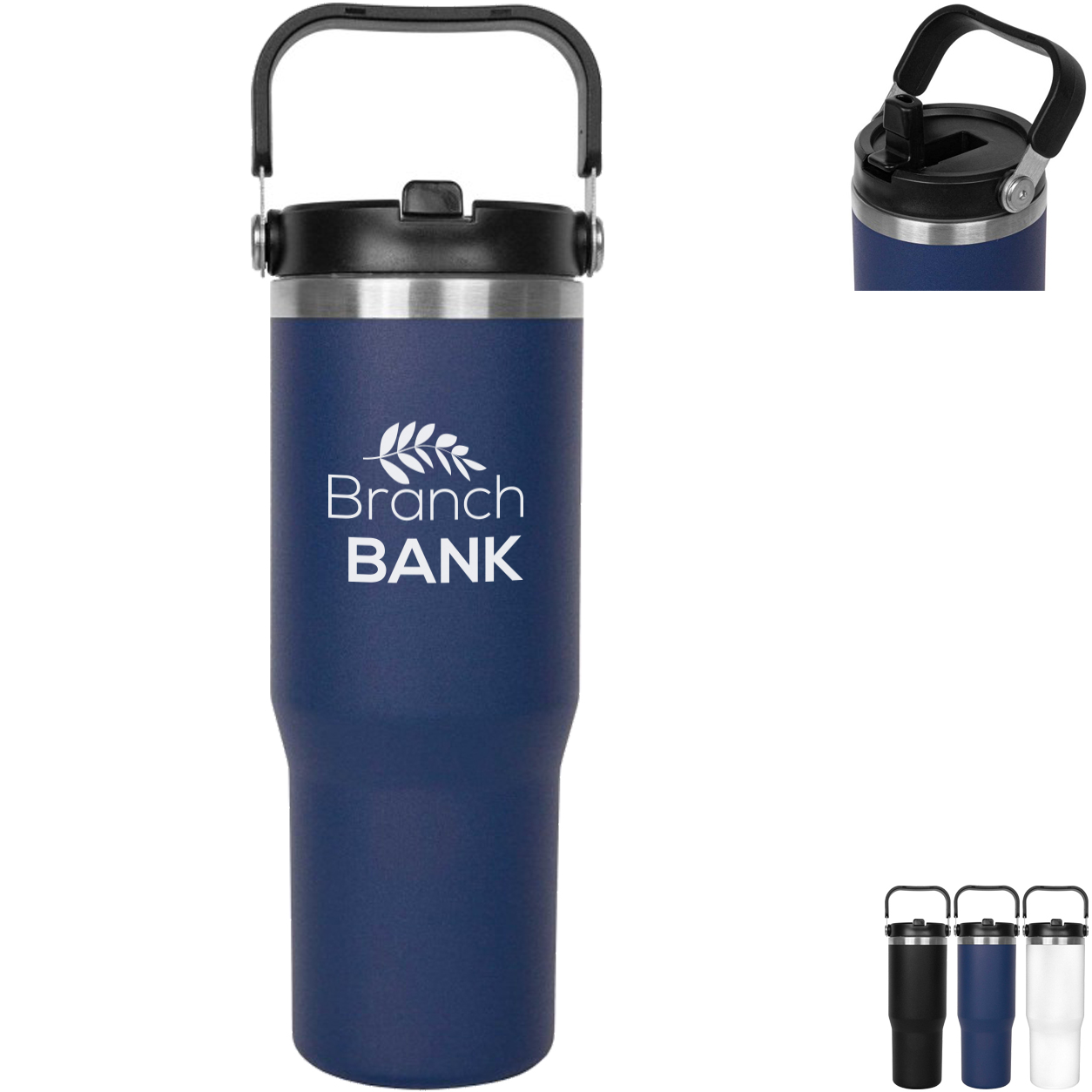 Product Photo 1 Stainless Steel Insulated Mug w/ Handle & Straw, 30oz.