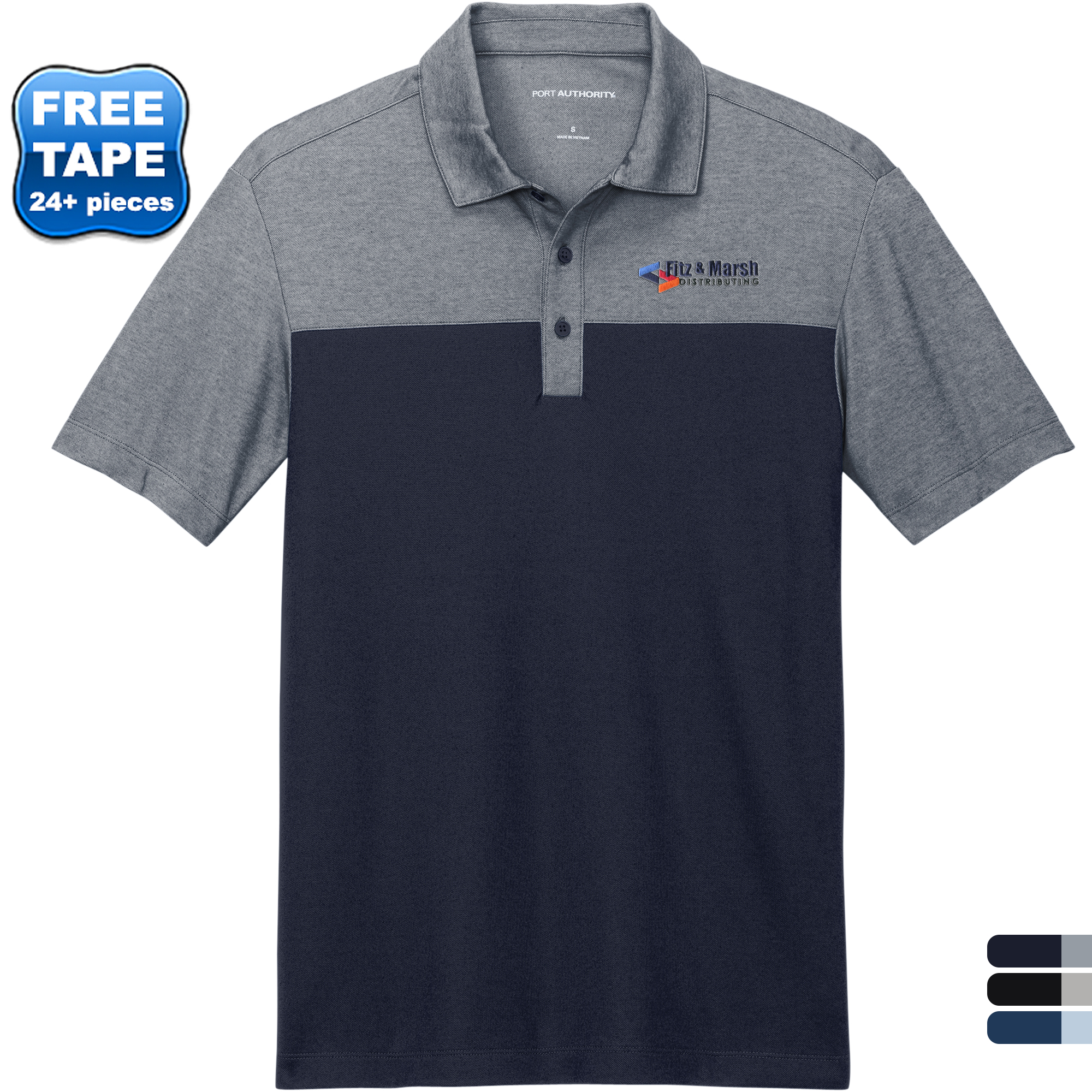 Product Photo 1 Port Authority® Fine Pique Blend Blocked Men's Polo