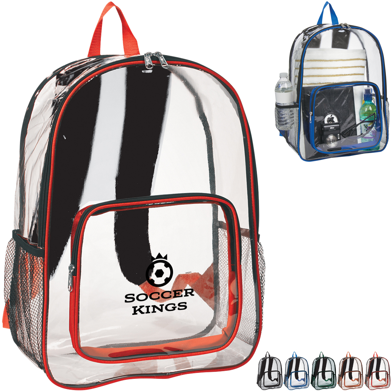 Product Photo 1 Clear PVC Backpack w/ Colored Trim