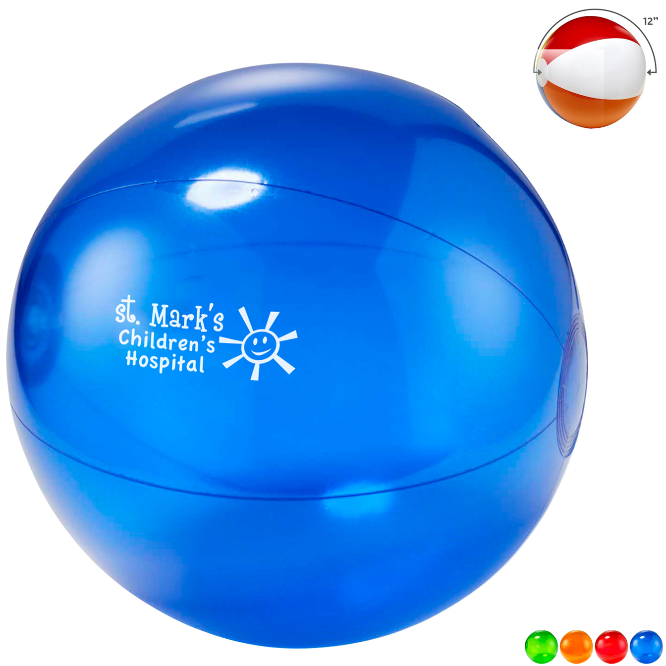 Product Photo 1 Translucent Bright Colors Beach Ball, 12"