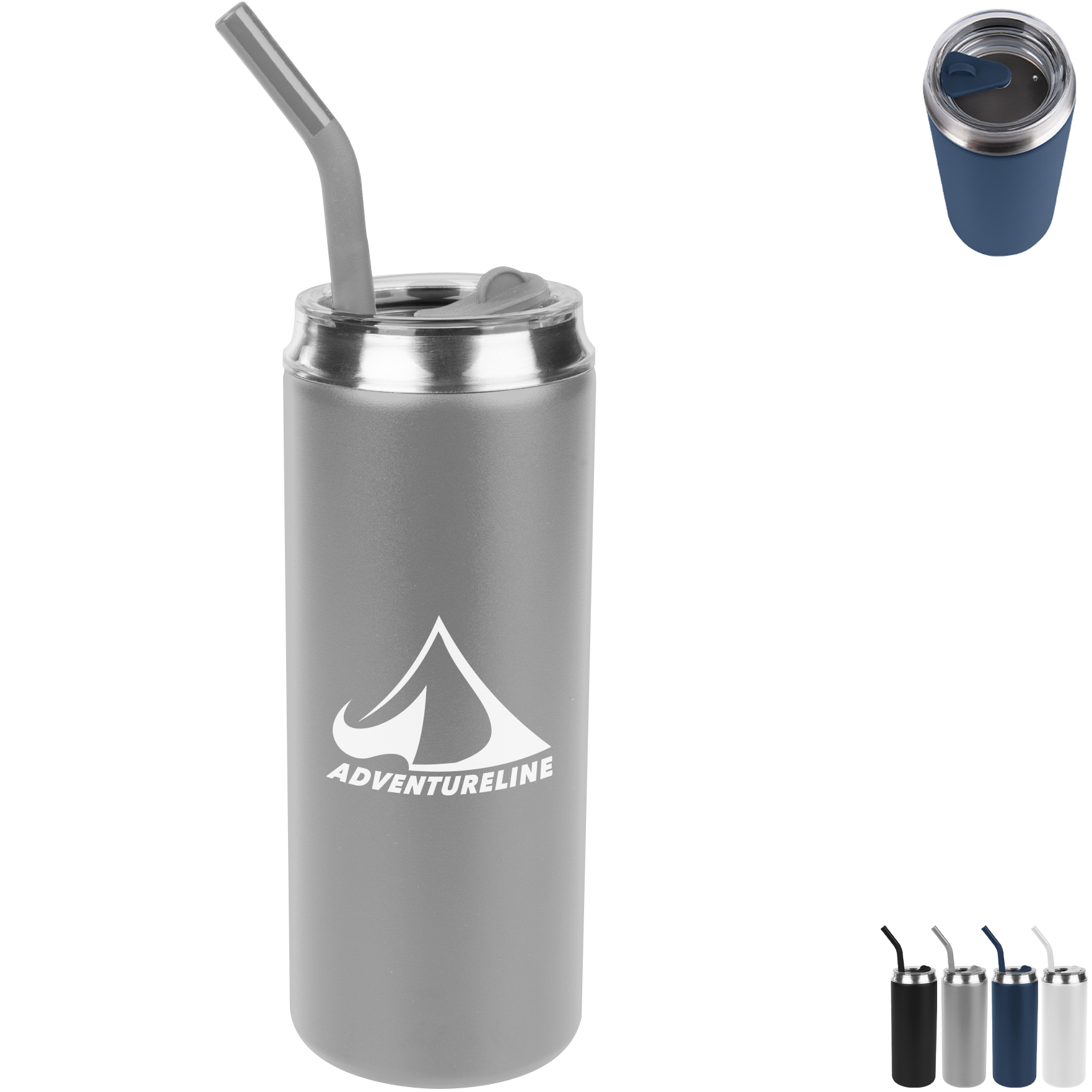 Product Photo 1 Can Shaped Double Wall Stainless Steel Tumbler w/ Straw, 20oz.