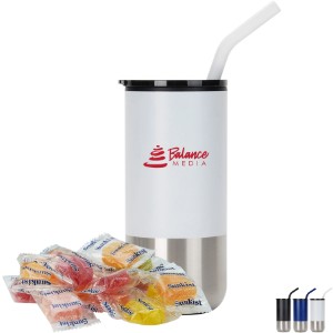 Sunkist Fruit Gems Snack Pack & Tumbler w/ Stainless Steel Straw Set - PV1074