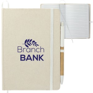 Organic Cotton Bound Notebook w/ Pen, 5" x 7" - BT2081