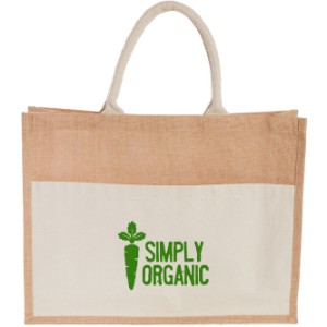 Jute Shopper Tote w/ Recycled Cotton Pocket - LD5294
