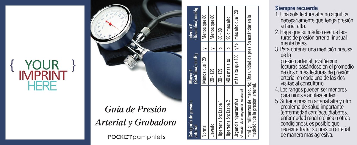 Product Photo 1 Blood Pressure Guide & Recorder-Spanish Version Pocket Pamphlet