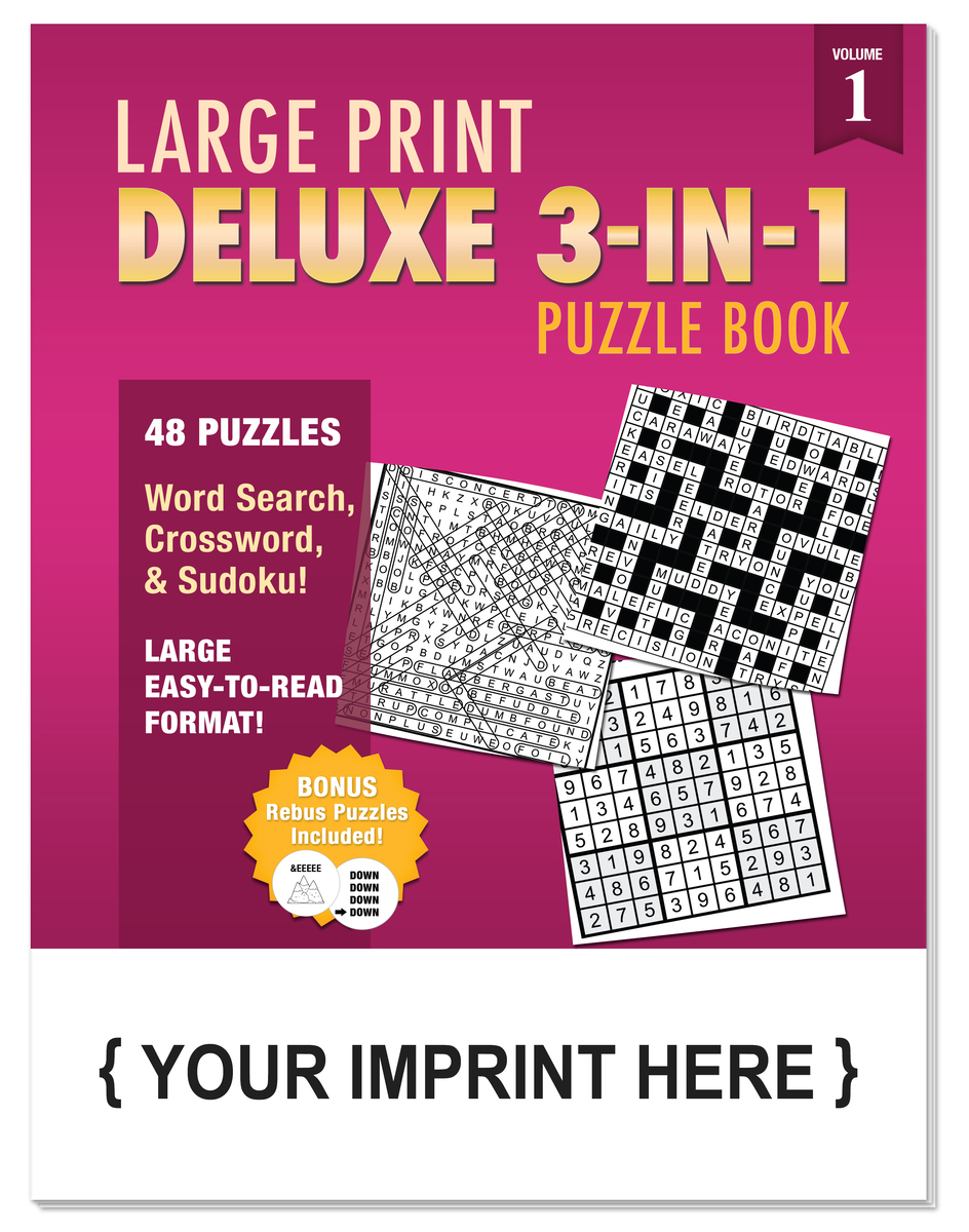 Product Photo 1 LARGE PRINT Deluxe 3-in-1 Puzzle Book