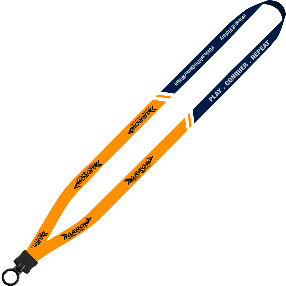 Product Photo 1 Dye-Sublimated Stretchy Elastic Lanyard with Plastic Clamshell and Plastic O-Ring, 1/2"