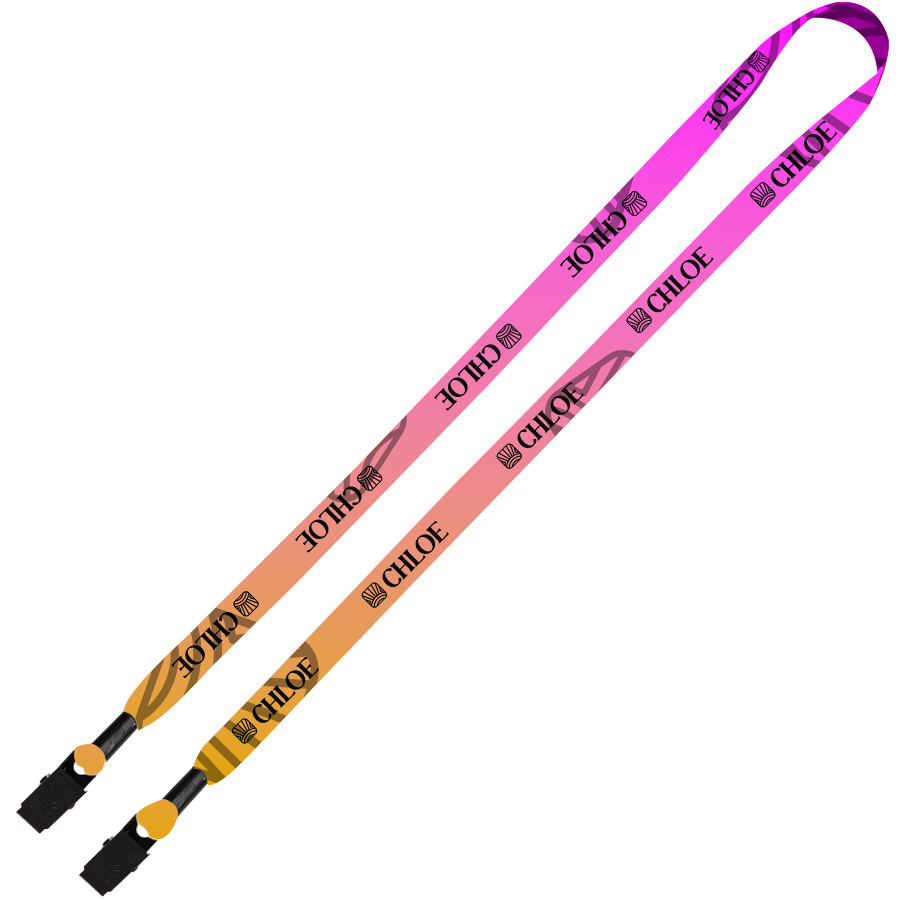 Product Photo 1 Dye-Sublimated 2-Ended Lanyard with Metal Crimp and Metal Bulldog Clip, 1/2"