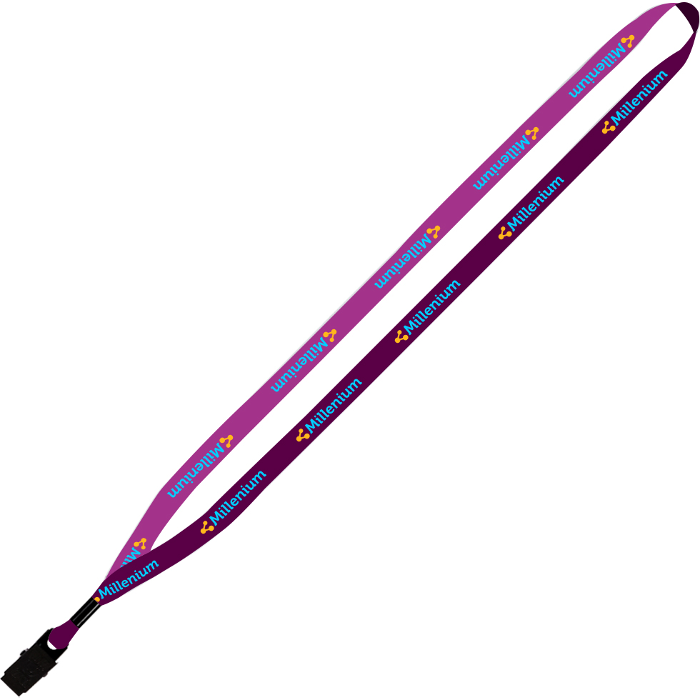 Product Photo 1 Dye-Sublimated Lanyard with Metal Crimp and Bulldog Clip, 1/2"