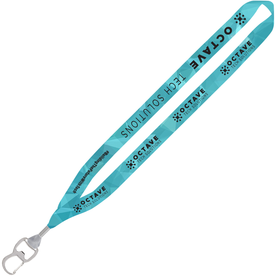 Product Photo 1 Dye-Sublimated Lanyard with Metal Crimp and Metal Bottle Opener, 3/4"